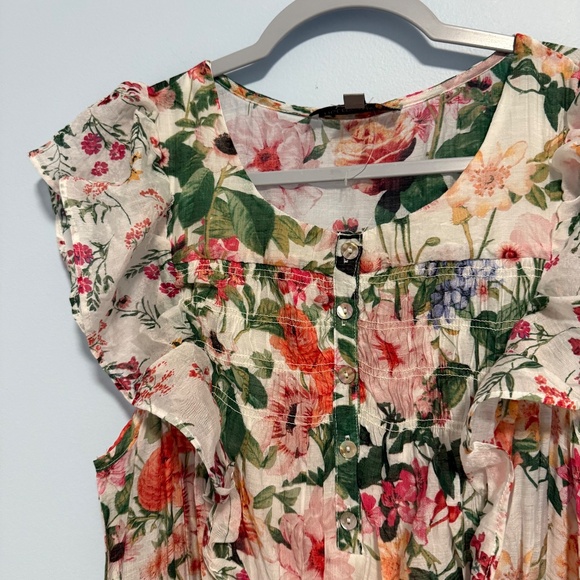 Figueroa Flower Short Sleeve Button Front Floral Print Belted Maxi Dress Size XL - Picture 2 of 7